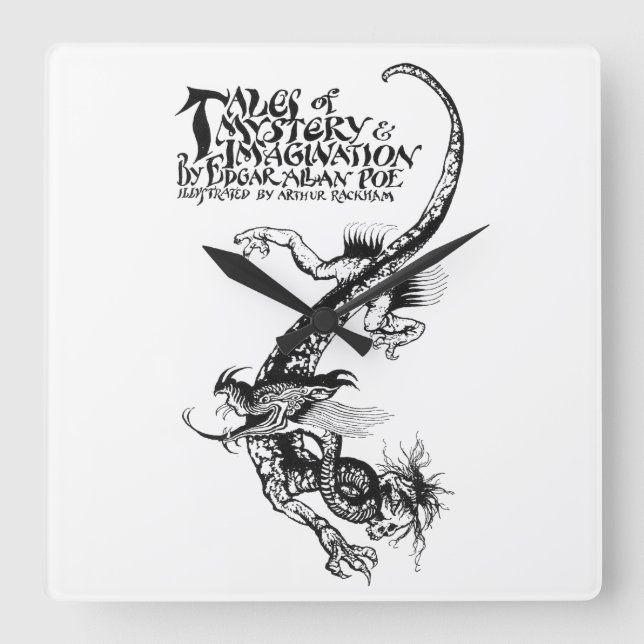 Poe's Tales of Mystery & Imagination Dragon Square Wall Clock (Front)