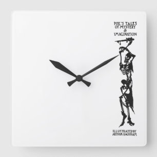 Poe's Tales of Mystery & Imagination Skeleton Square Wall Clock
