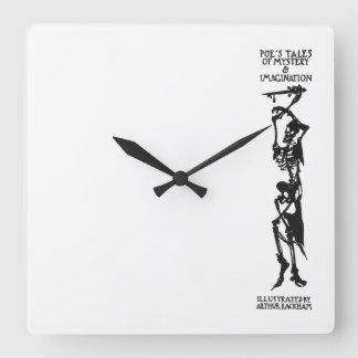Poe's Tales of Mystery & Imagination Skeleton Square Wall Clock