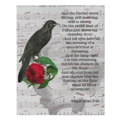 Poes The Raven Collage Art Faux Canvas Print