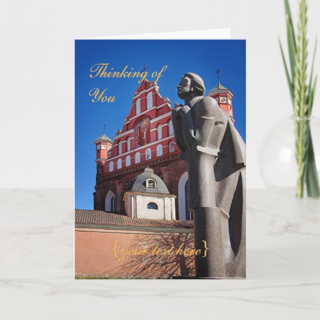 Poet Adomas Mickevicius, Vilnius - Thinking of You Card (Front)