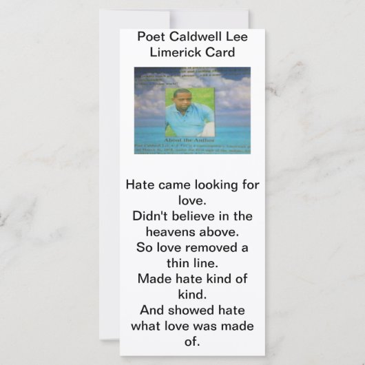 Poet Caldwell Lee Limerick Card (Back)