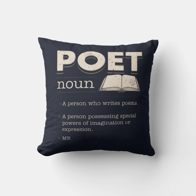 Poet Definition Funny Laureate Novelty Throw Pillow (Front)