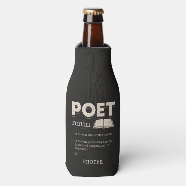 Poet Definition Gag Funny Poetry Writer Gag Bottle Cooler (Bottle Front)