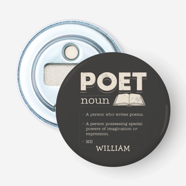 Poet Definition Gag Funny Poetry Writer Novelty Bottle Opener (Front)