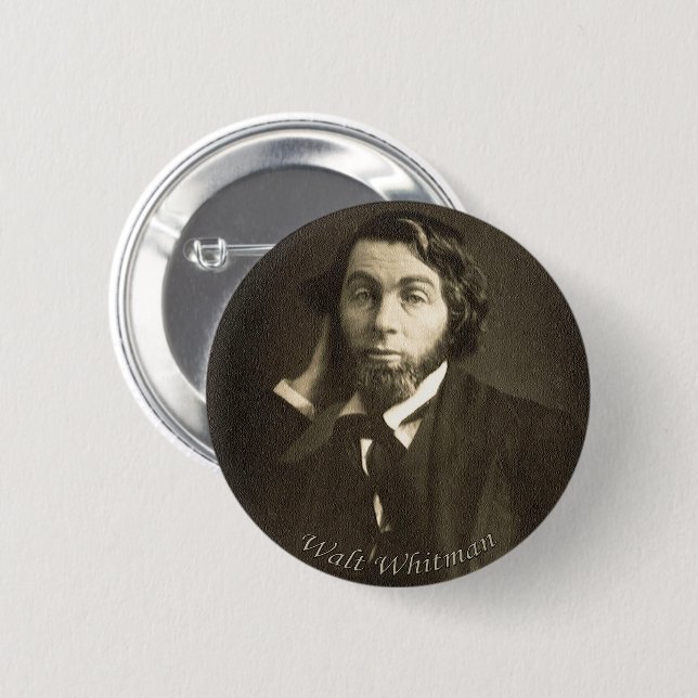 Poet Walt Whitman in New Orleans Pinback Button (Front & Back)