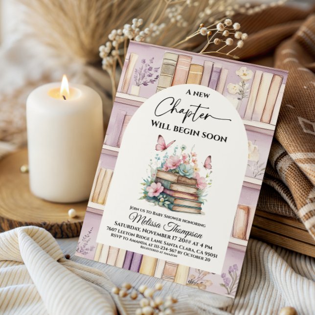 Poetcore New Chapter Pink Girl Book Baby Shower Invitation (Creator Uploaded)
