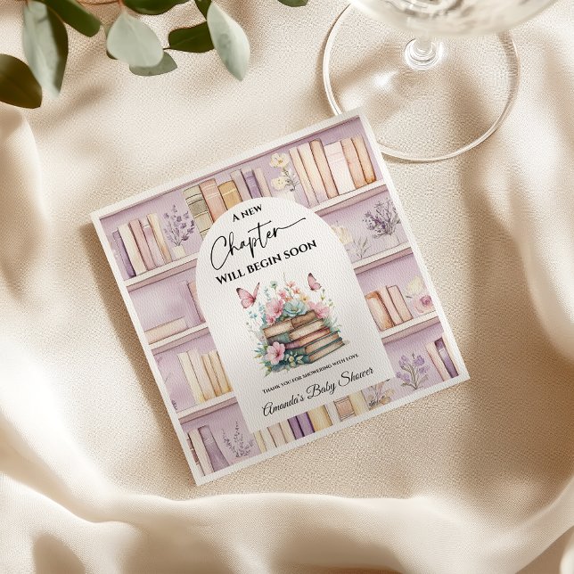 Poetcore New Chapter Pink Girl Book Baby Shower Napkins (Creator Uploaded)