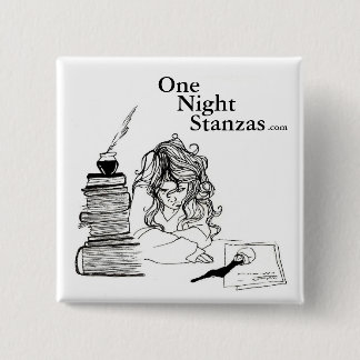 Poetgirl pin, square pinback button