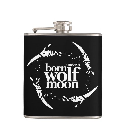 Poetic Born Under a Wolf Moon Claws Flask