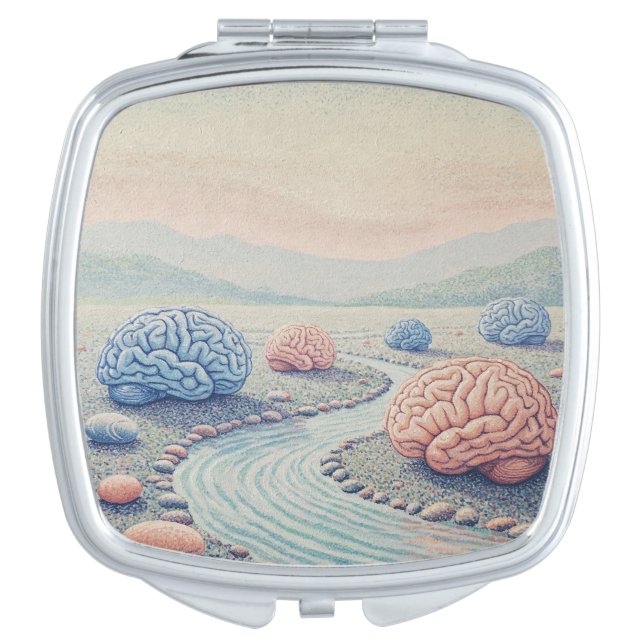 Poetic Brain Pebbles Transformation Compact Mirror (Front)