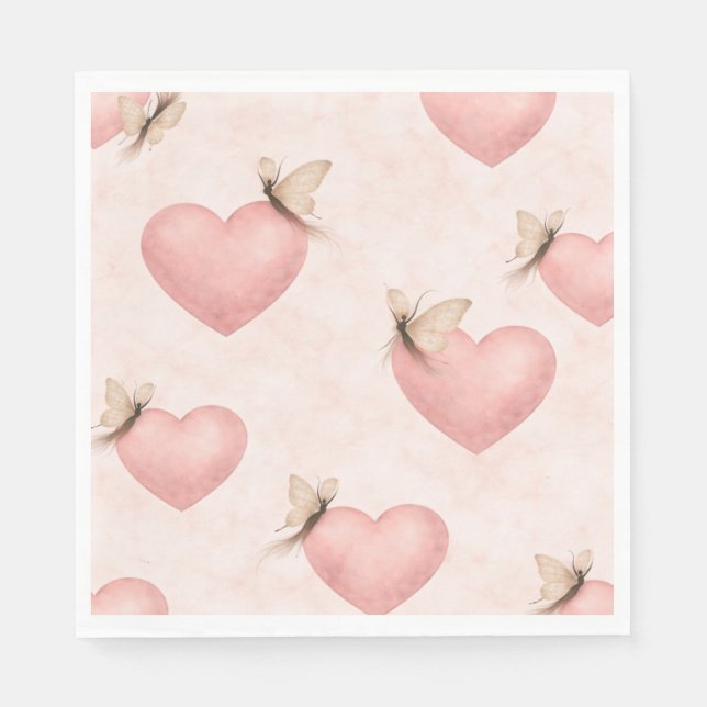 Poetic Butterfly Form - Heart Paper Napkins (Front)