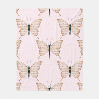 Poetic Butterfly Form Pink Fleece Blanket