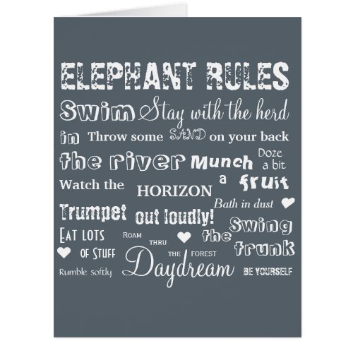 Poetic Elephant Wisdom Rules Typographic