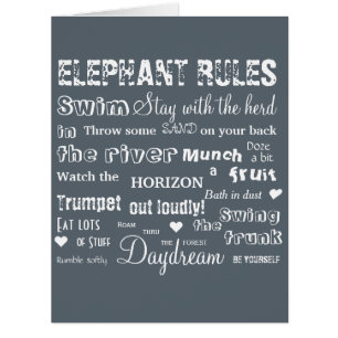 Poetic Elephant Wisdom Rules Typographic Cards