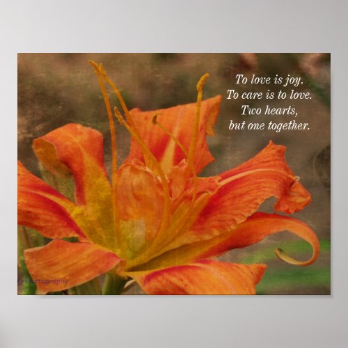 Poetic Love Tiger Lily Photo Poster