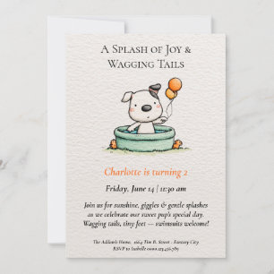 Poetic & Minimalist Puppy Pool Party Invitation