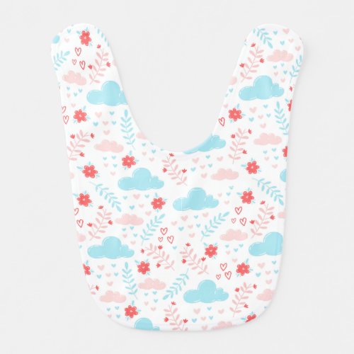 poetic patterns clouds and flowers baby bib