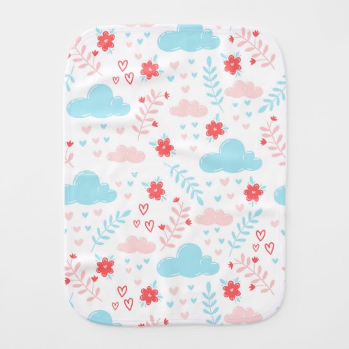 poetic patterns clouds and flowers baby burp cloth