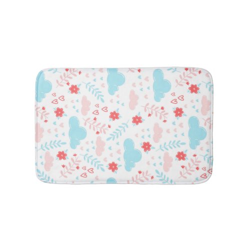 poetic patterns clouds and flowers bath mat
