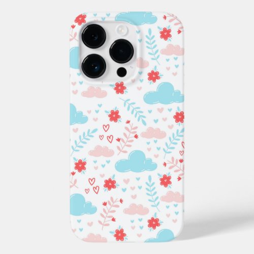 poetic patterns clouds and flowers Case_Mate iPhone 14 pro case