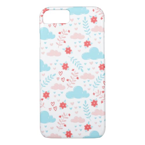 poetic patterns clouds and flowers iPhone 87 case