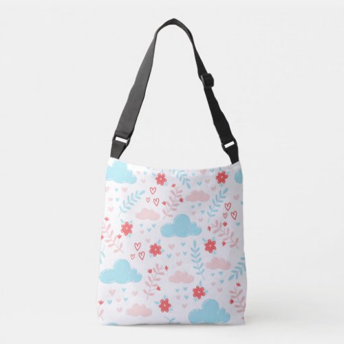 poetic patterns clouds and flowers crossbody bag