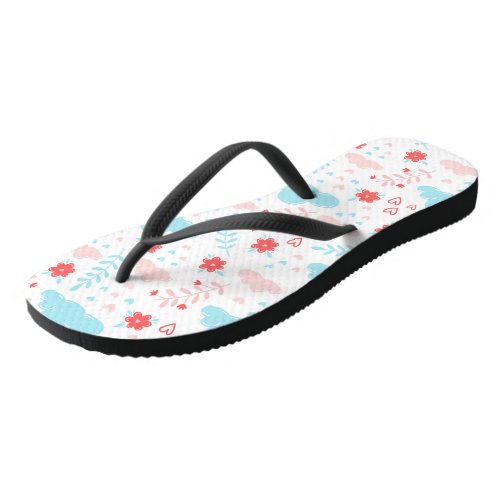 poetic patterns clouds and flowers flip flops
