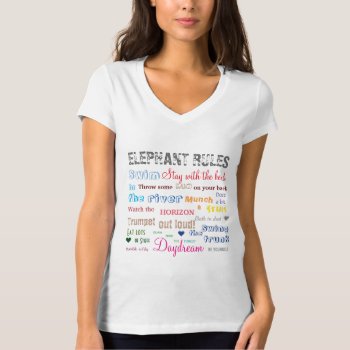 Poetic Rainbow Colored Elephant Rules Typographic  T-shirt by EleSil at Zazzle