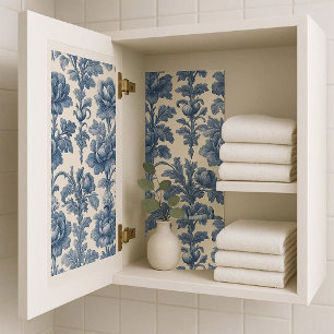 Poetic Roses French Toile Floral Blue Historic  Tissue Paper