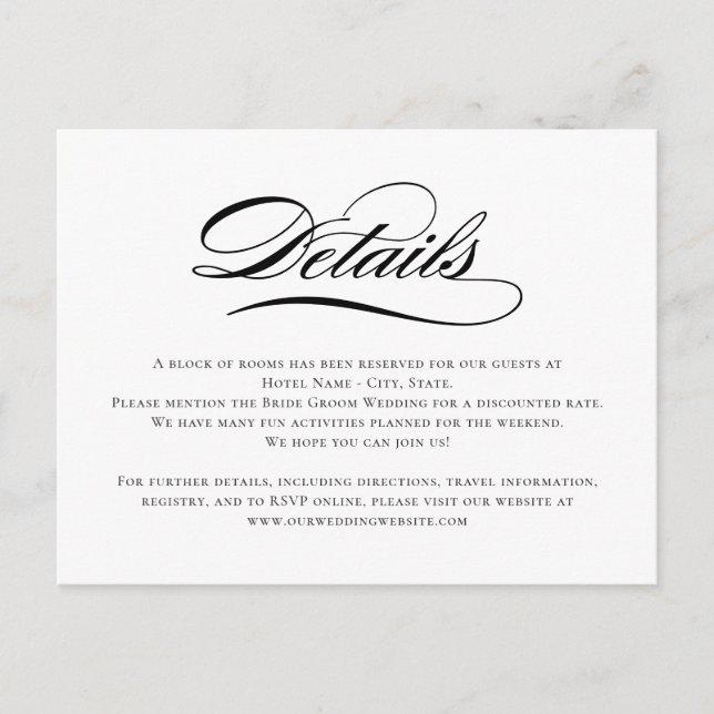 Poetic Script Editable Color Enclosure Card (Front)