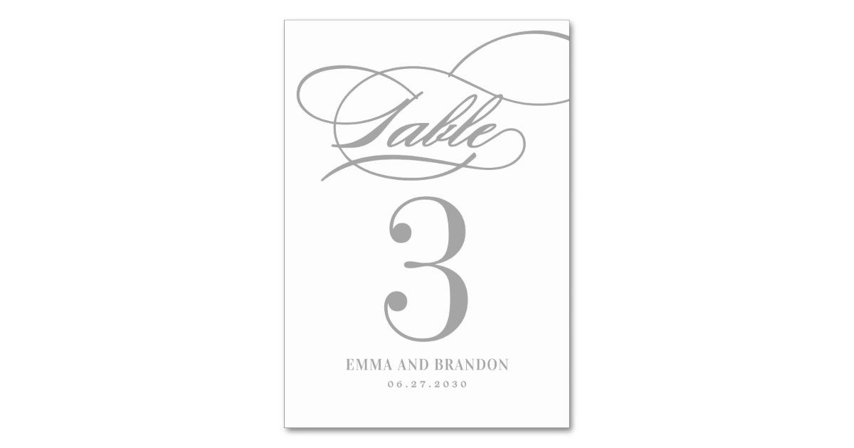 Poetic Script EDITABLE COLOR Table Number Card | Zazzle