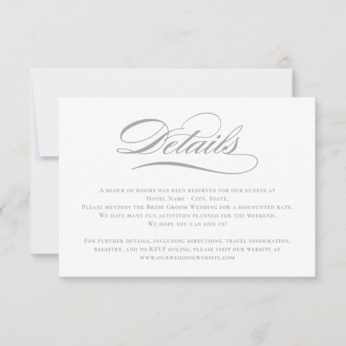 Poetic Script EDITABLE COLOR Wedding Details Card