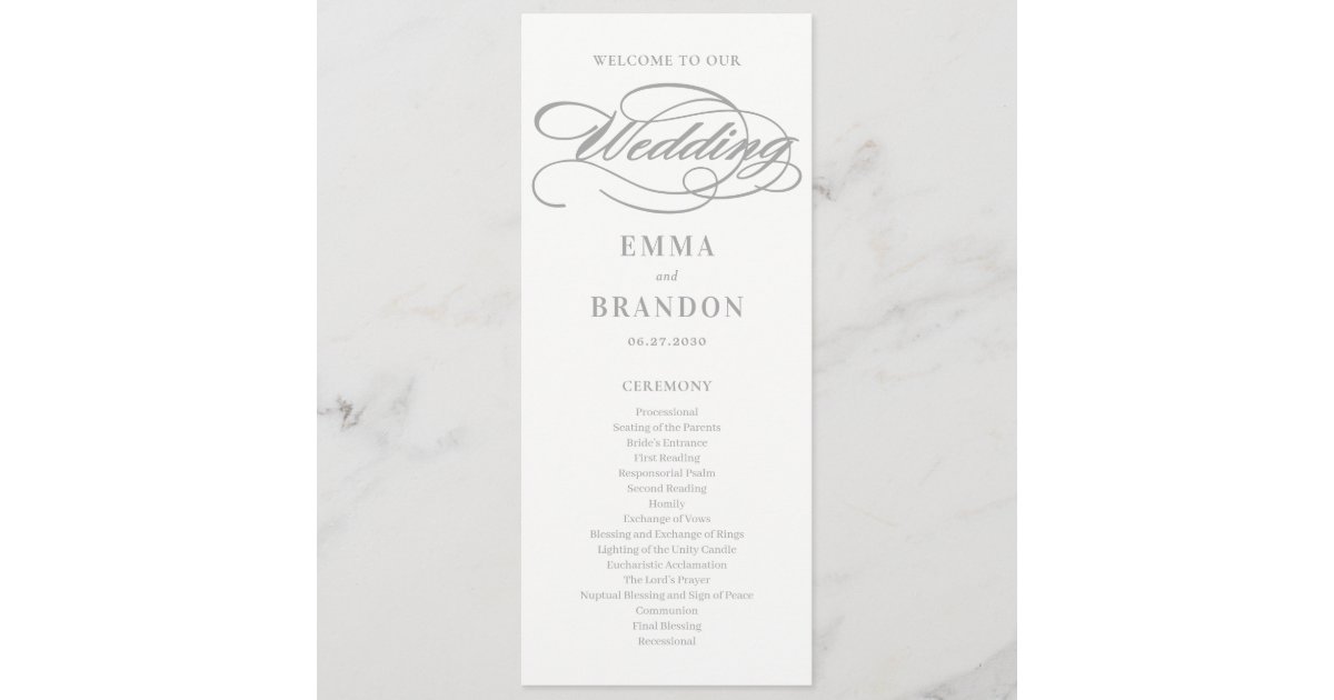 Poetic Script EDITABLE COLOR Wedding Program | Zazzle