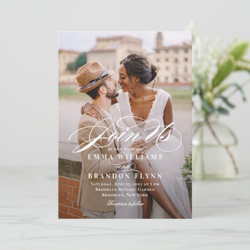 Poetic Script Photo Wedding Invitation PSC | Zazzle