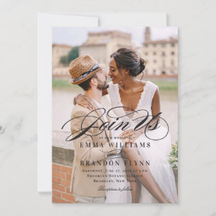 Poetic Script Photo Wedding Invitation PSC