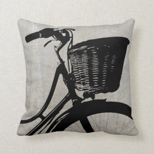 Poetic Silhouette Chic French Bike Vintage Art Throw Pillow