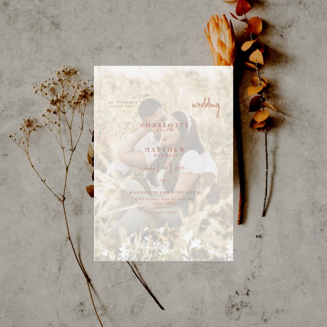 Poetic Spring Photo Terracotta Wedding  Invitation (Creator Uploaded)