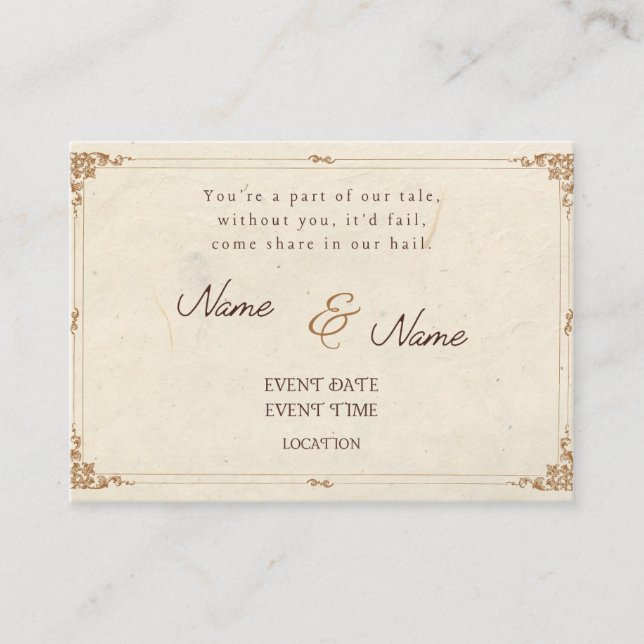 Poetic Vintage Wedding Invitation Card (Front)