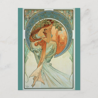 Poetry by Alfons Mucha - Art Nouveau Postcard