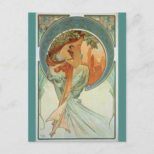 Poetry by Alfons Mucha _ Art Nouveau Postcard