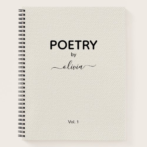 Poetry By Custom Name Beige Faux Canvas Notebook Poetry By Custom Name Beige Faux Canvas Notebook