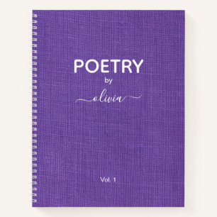 Poetry By Custom Name Purple Linen Photo Notebook