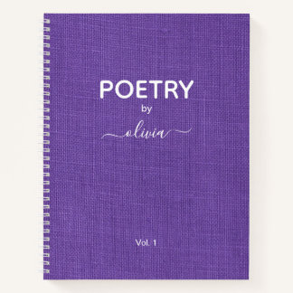 Poetry By Custom Name Purple Linen Photo Notebook