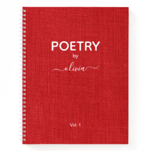 Poetry By Custom Name Red Linen Photo Notebook