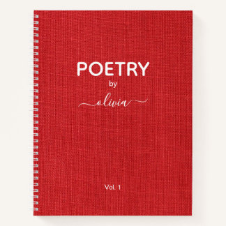 Poetry By Custom Name Red Linen Photo Notebook