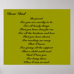 Poetry for dad father's day tribute poster