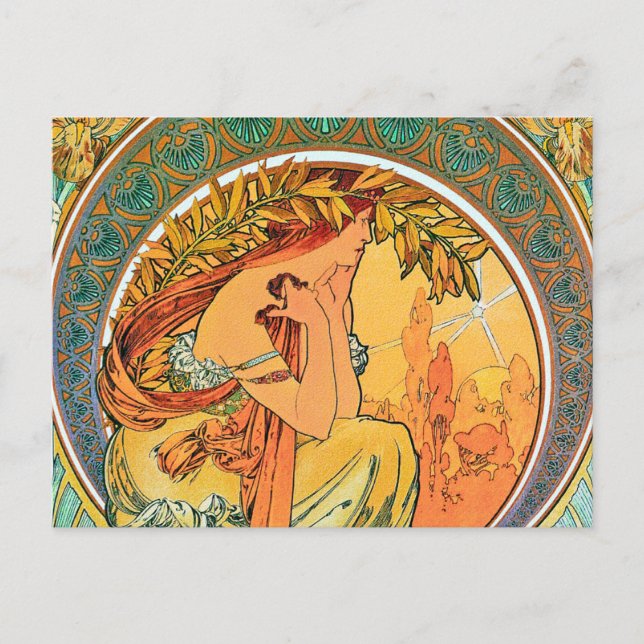 Poetry from the series "The Arts" by Mucha Postcard (Front)