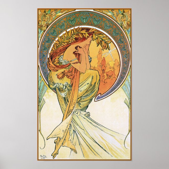 POETRY from the series "The Arts" by Mucha Poster (Front)