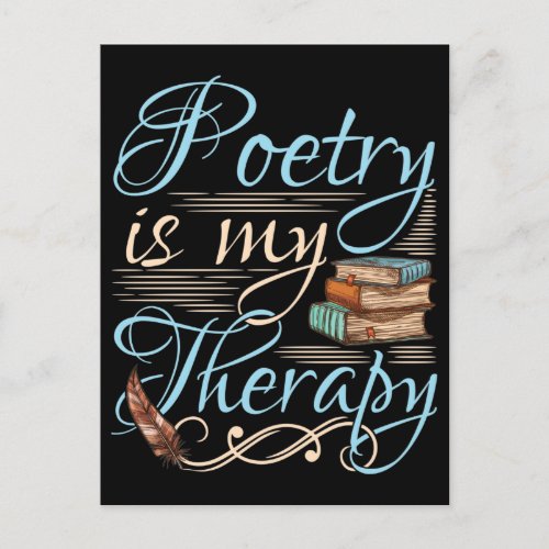 Poetry Is My Therapy Cute Poet Poem Writer Postcard